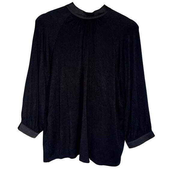 ModCloth Solid Black Top with Tie Size Small - Picture 2 of 8